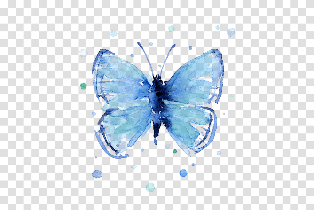 Blue Watercolor Butterfly T Shirt Blue Butterfly Watercolor, Ornament, Pattern, Fractal, Bird Transparent Png