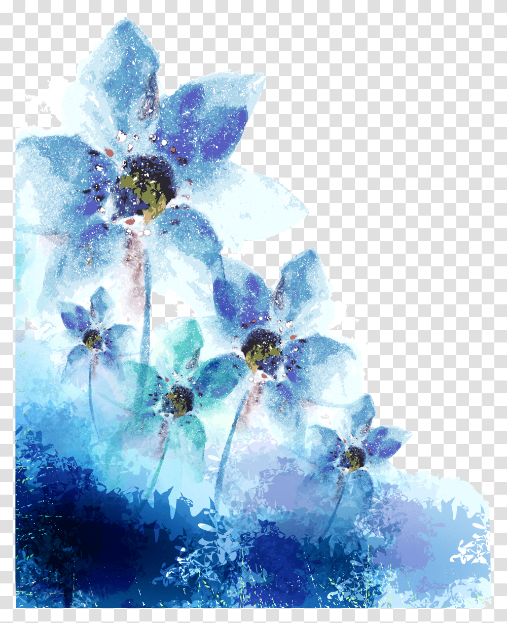 Blue Watercolor Flower Blue Watercolor Floral Background Vector Transparent Png