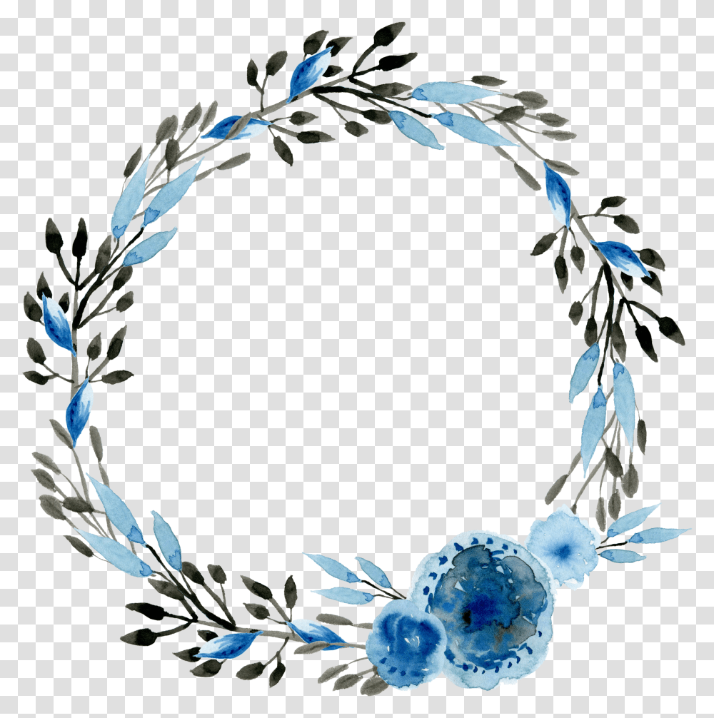 Blue Watercolor Wreath Blue Flower Wreath, Accessories, Accessory, Jewelry, Graphics Transparent Png