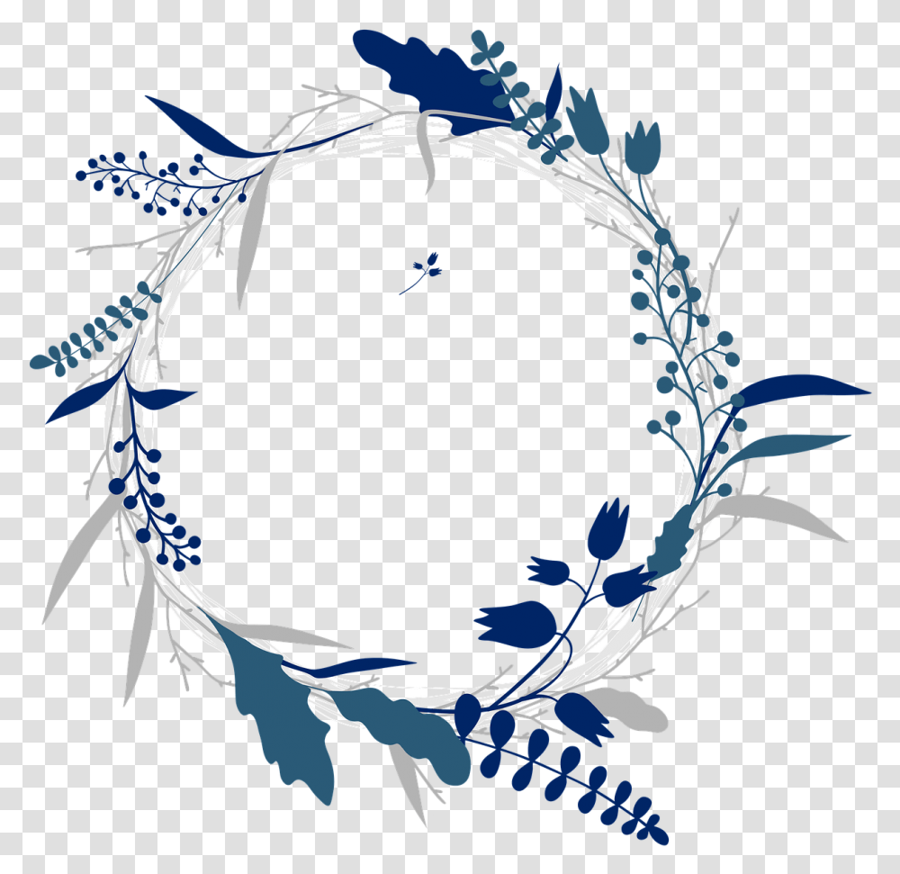 Blue Watercolor Wreath, Sphere, Hoop Transparent Png