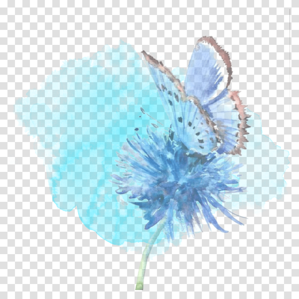 Blue Watercolour Flower Butterfly Background Remix Butterfly Blue Watercolor In Flower, Anther, Plant, Pollen, Crystal Transparent Png
