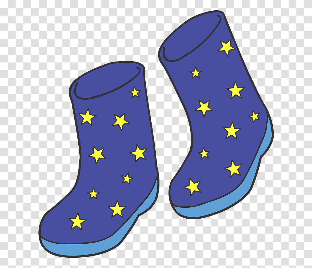 Blue Wellington Boots With Yellow Star Pattern Clipart Free Welly Boots Clip Art, Clothing, Apparel, Footwear, Shoe Transparent Png