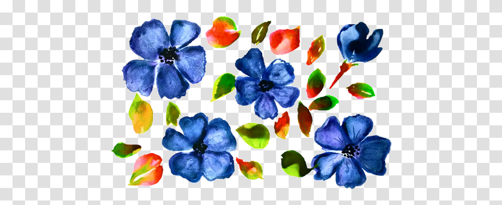 Blue Wild Flowers Watercolor Background Women's V Neck Watercolor Painting, Plant, Petal, Graphics, Art Transparent Png