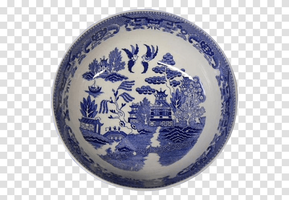 Blue Willow Large Salad Bowl, Porcelain, Pottery, Rug Transparent Png