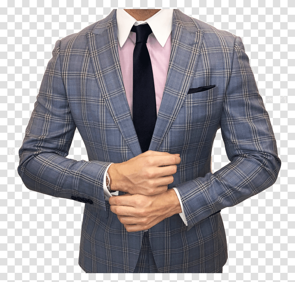 Blue Window Pane Custom Suit Formal Wear, Clothing, Apparel, Overcoat, Blazer Transparent Png