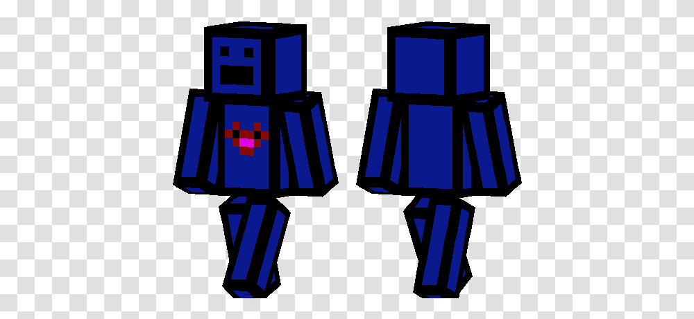 Blue With Black Outline And Heart Minecraft Pe Skins Temple Of Poseidon, Text, Silhouette, Symbol, Robot Transparent Png