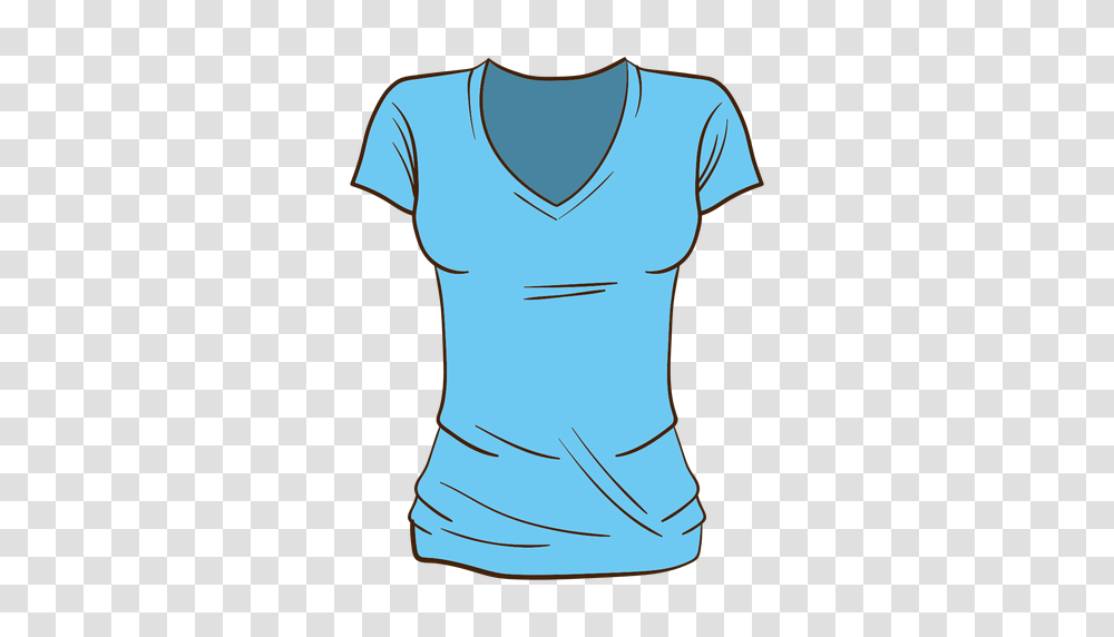 Blue Women T Shirt Cartoon, Apparel, T-Shirt, Sleeve Transparent Png