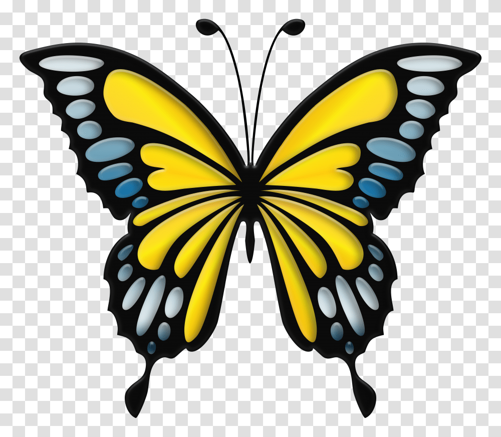 Blue Yellow Butterfly Clip Art Transparent Png