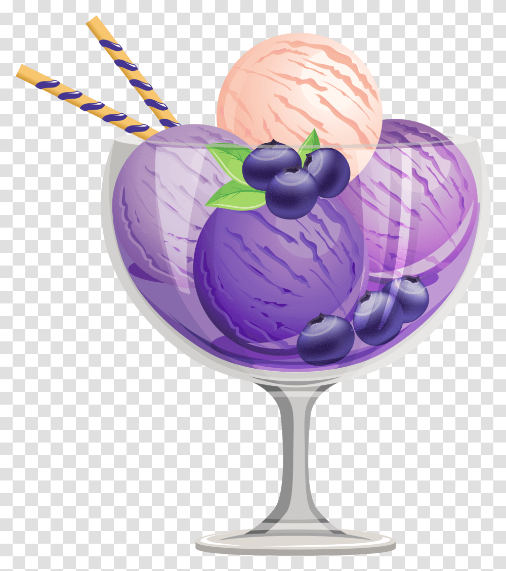Blueberry Ice Cream Purple Ice Cream Sundae, Glass, Goblet, Wine Glass, Alcohol Transparent Png