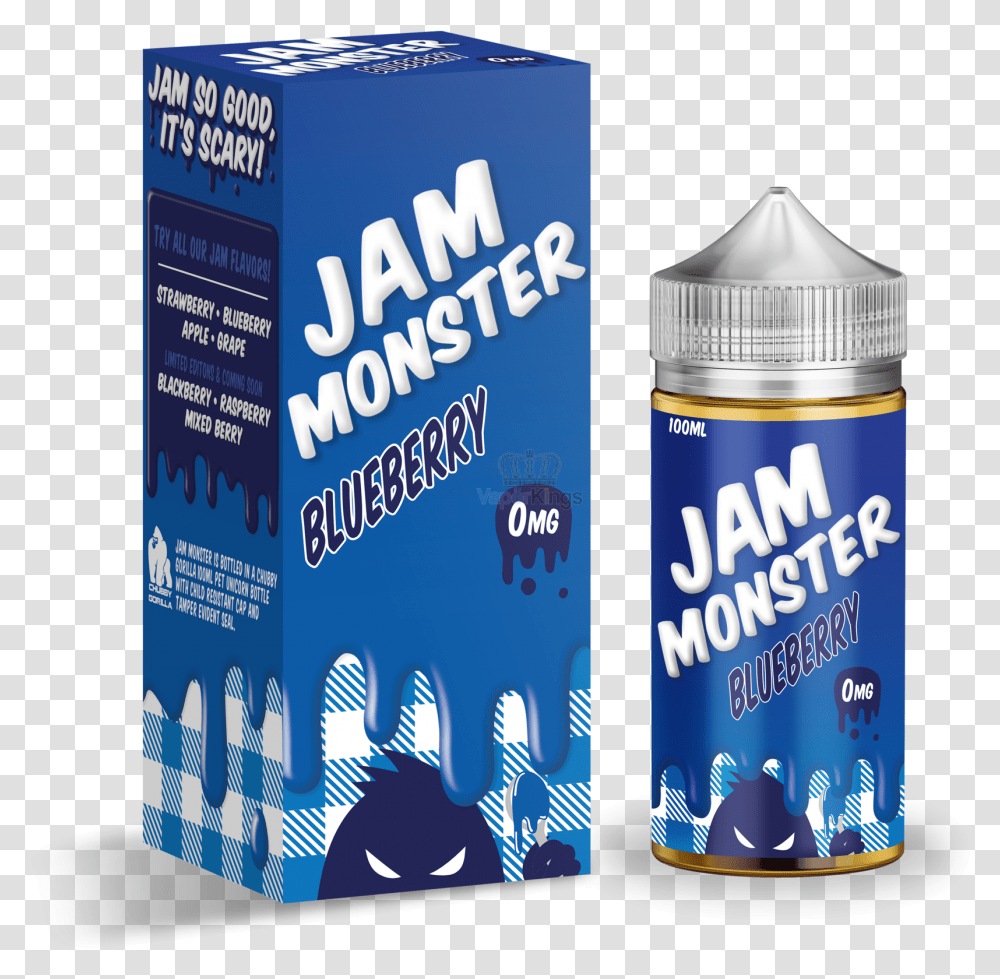 Blueberry Jam MonsterTitle Jam Monster Liquid Strawberry, Tin, Can, Bottle, Spray Can Transparent Png