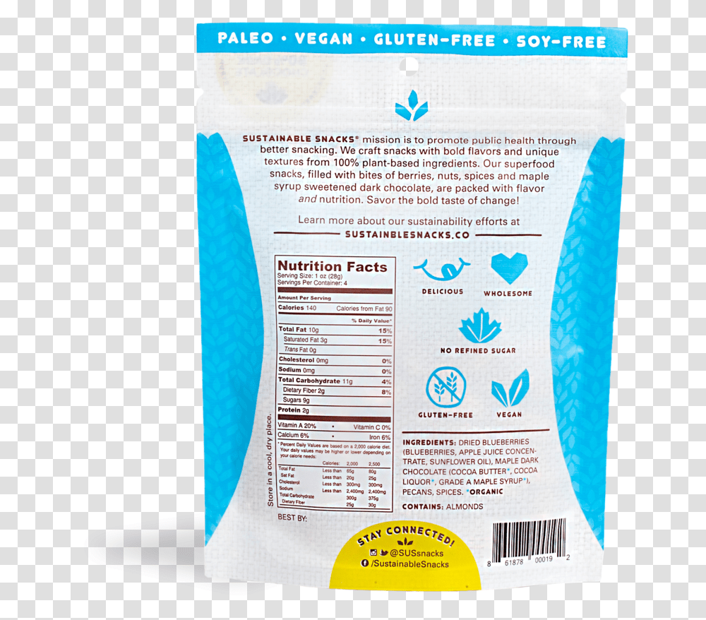 Blueberry Pecans Chocolate Superfood Cluster Product Label, Advertisement, Poster, Flyer, Paper Transparent Png