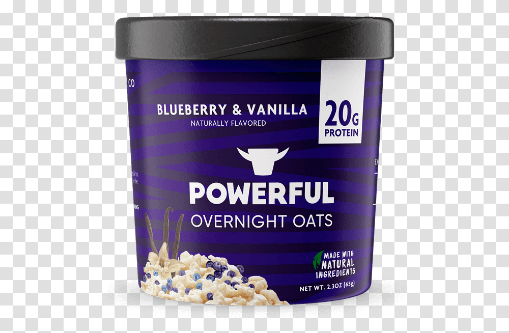 Blueberry Vanilla Protein Oats Powerful Overnight Oats, Food, Popcorn Transparent Png