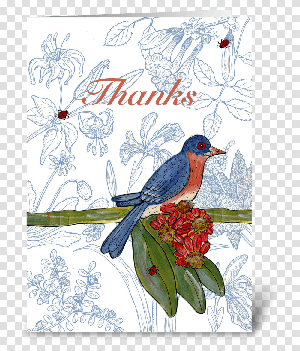 Bluebird Thank You Greeting Card Eastern Bluebird, Animal, Floral Design Transparent Png