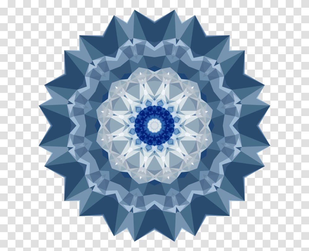 Bluecircleflower Clipart Royalty Free Svg Low Poly Mandala, Pattern, Ornament, Diamond, Gemstone Transparent Png
