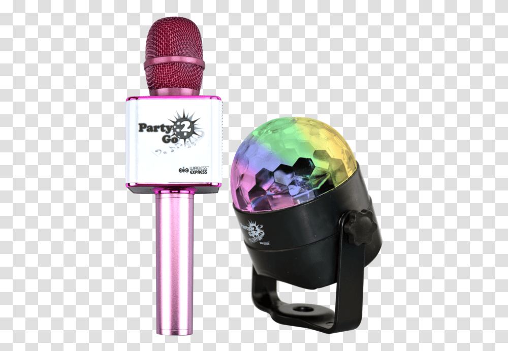Bluetooth Karaoke Microphone Party2go Bluetooth Karaoke Microphone And Disco Ball Set, Helmet, Clothing, Apparel, Bottle Transparent Png