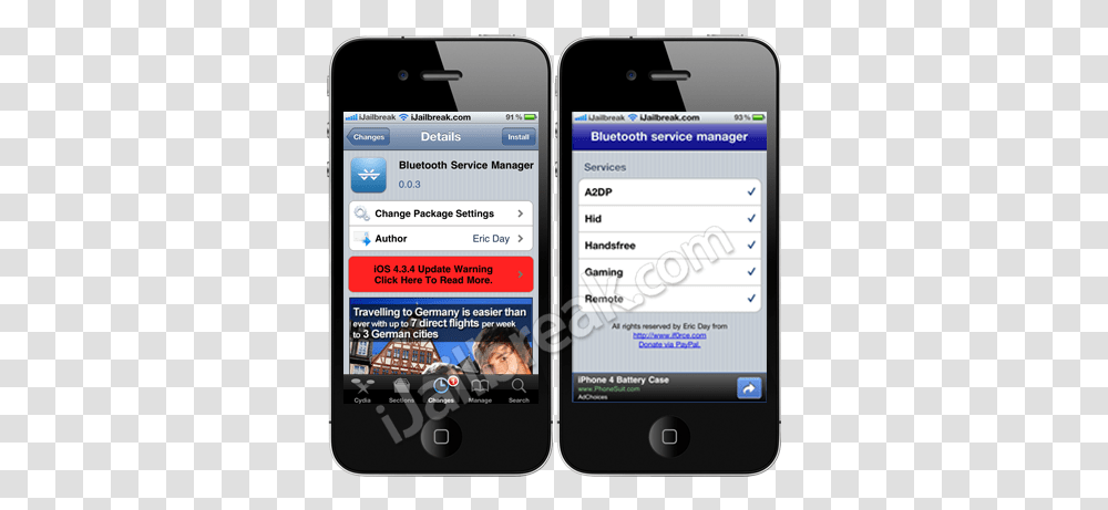 Bluetooth Service Manager Grouptones Ios Jailbreaking, Mobile Phone, Electronics, Cell Phone, Person Transparent Png