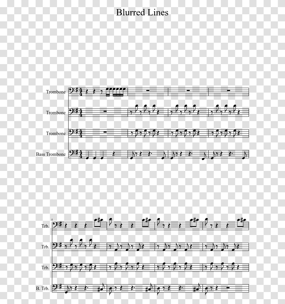 Blurred Lines Sheet Music 1 Of 2 Pages Sheet Music, Gray, World Of Warcraft Transparent Png