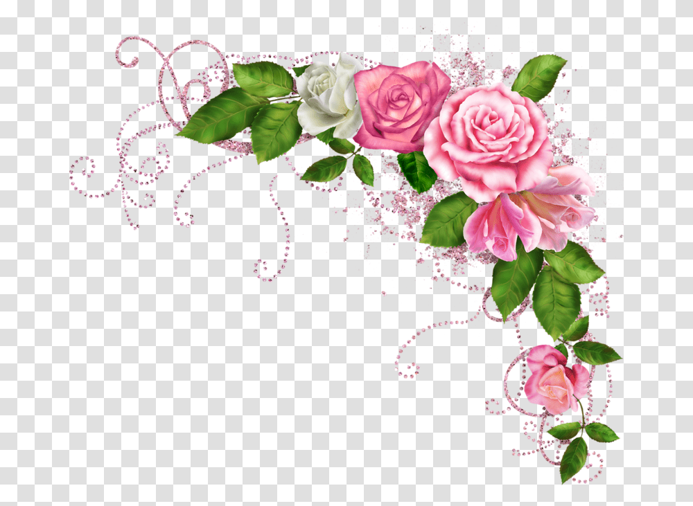 Blushbutter Flower Spray Pink Flower Border, Floral Design, Pattern Transparent Png