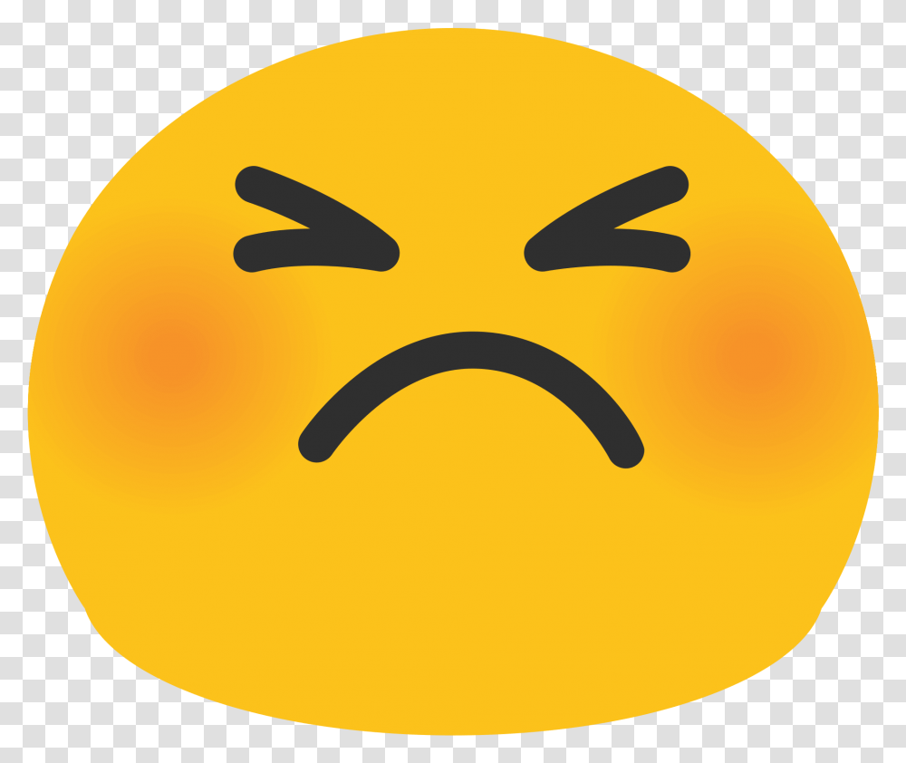 Blushing Emoji Angry Face Emoji Android Clipart Full Persevering Face Emoji, Pillow, Cushion, Plant, Pac Man Transparent Png