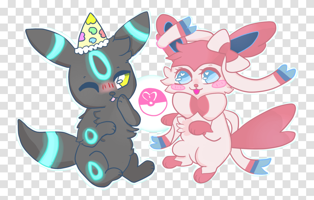 Blushing Sylveon And Shiny Umbreon Love, Pattern, Drawing Transparent Png