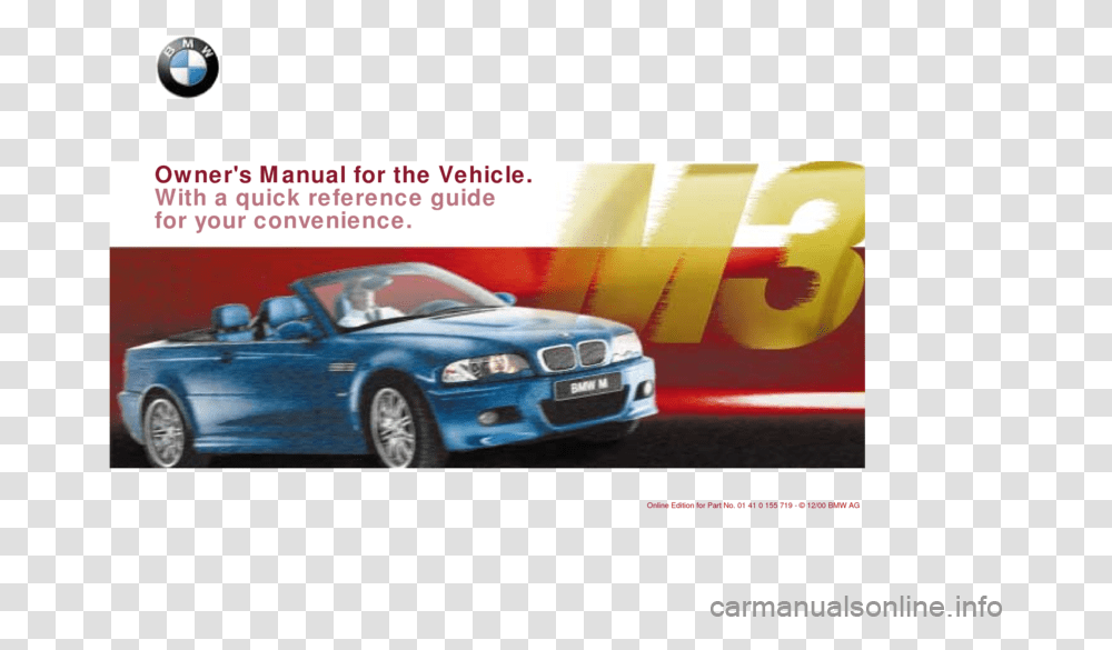 Bmw M3 Convertible 2001 E46 Owners Manual, Car, Vehicle, Transportation, Sports Car Transparent Png