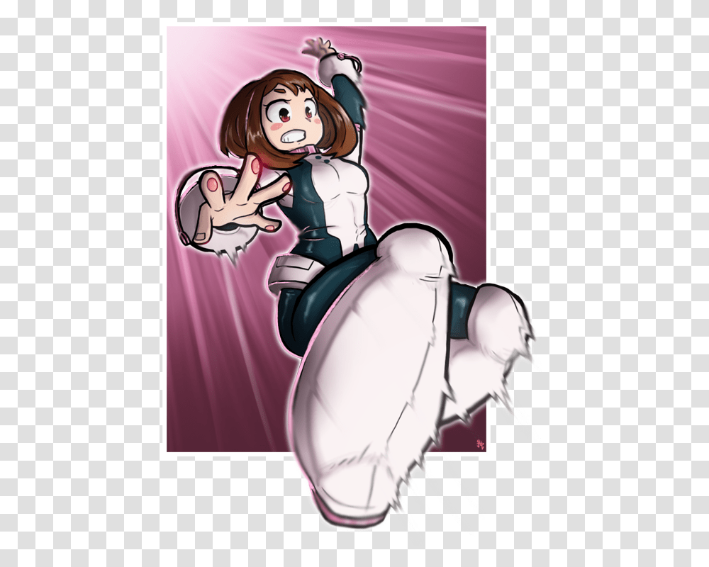 Bnha Action Shot Ochako Bnha, Comics, Book, Manga, Helmet Transparent Png