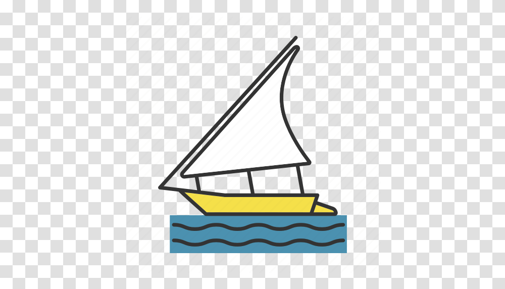 Boat Felucca Regatta Sailboat Sailing Ship Yacht Icon, Triangle, Vehicle, Transportation, Silhouette Transparent Png