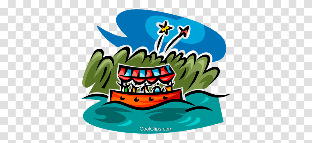 Boat Ride And Fireworks Royalty Free Vector Clip Art Illustration, Vegetation, Plant, Outdoors Transparent Png