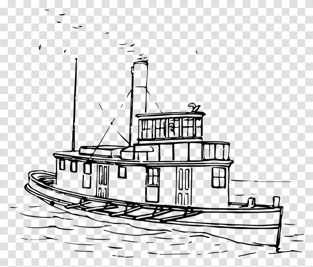 Boat Transportation Tug Free Picture Houseboat Clipart Black And White, Gray, World Of Warcraft Transparent Png