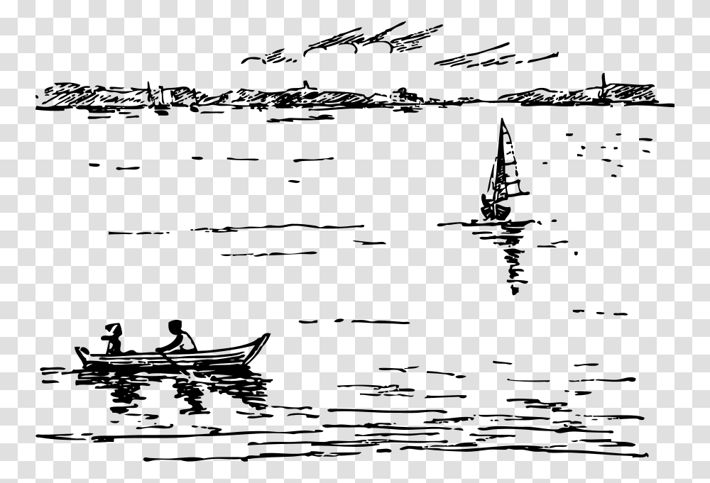 Boating Scene Svg Clip Arts Lake Black And White, Gray, World Of Warcraft Transparent Png