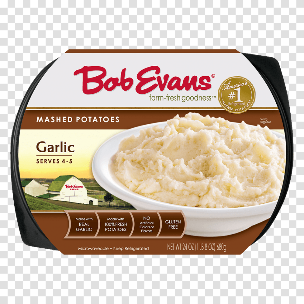 Bob Evans Garlic Mashed Potatoes, Food, Meal, Dish, Plant Transparent Png