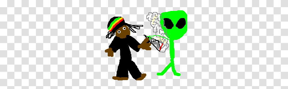 Bob Marley And Alien Enjoying Metal Burrito Drawing, Poster, Advertisement Transparent Png