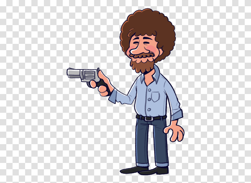 Bob Ross Bob Ross Gun Happy Little Accidents, Person, Human, Weapon, Weaponry Transparent Png