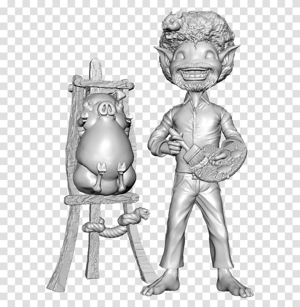 Bob Ross Gremlin Malifaux, Person, Figurine, Alien Transparent Png