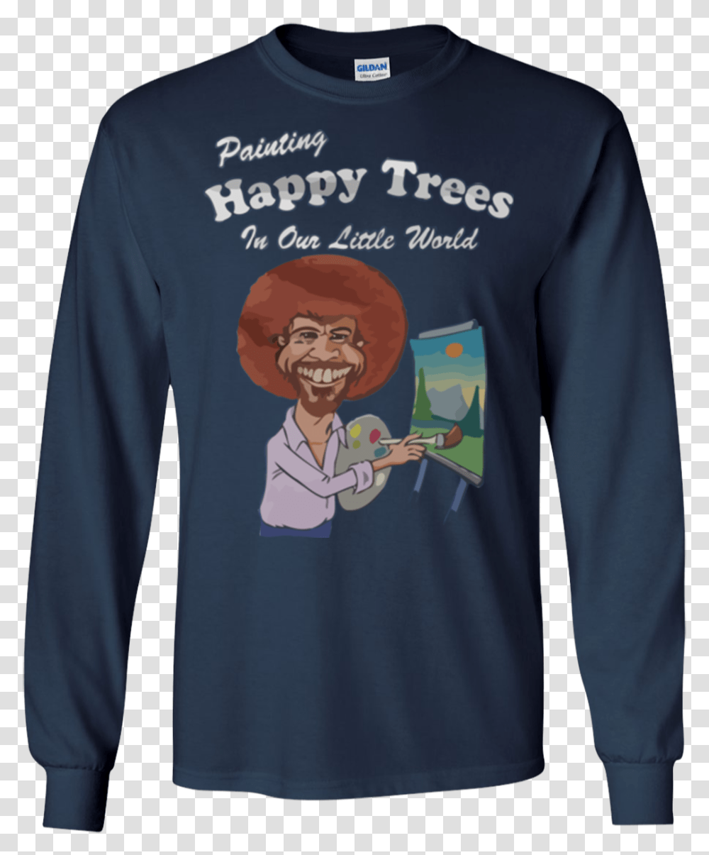 Bob Ross Shirts Painting Happy Trees Background, Sleeve, Clothing, Apparel, Long Sleeve Transparent Png