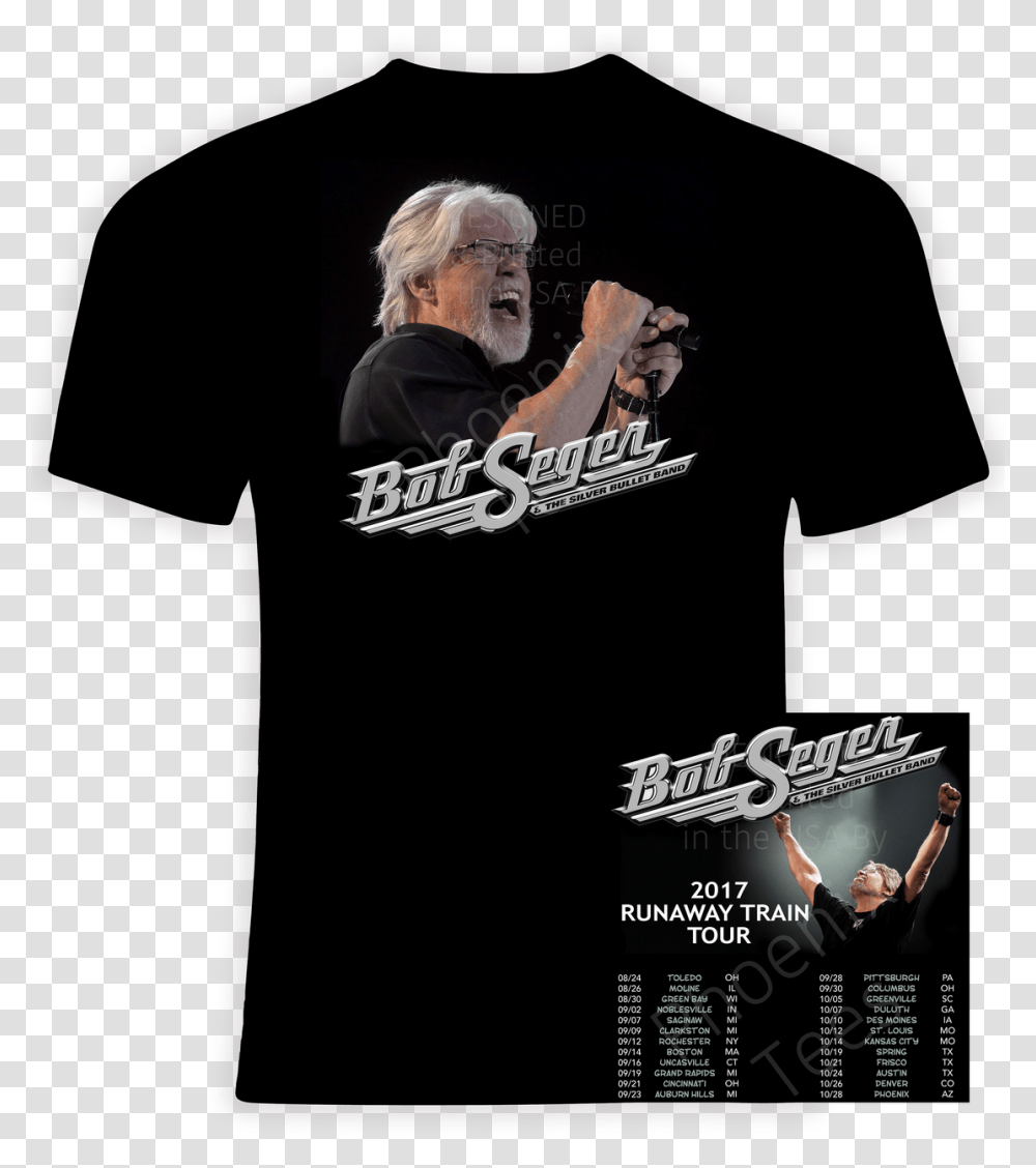 Bob Seger And The Silver Bullet Band Runaway Train Lynyrd Skynyrd Farewell Tour Shirt, Person, Face, Chair Transparent Png