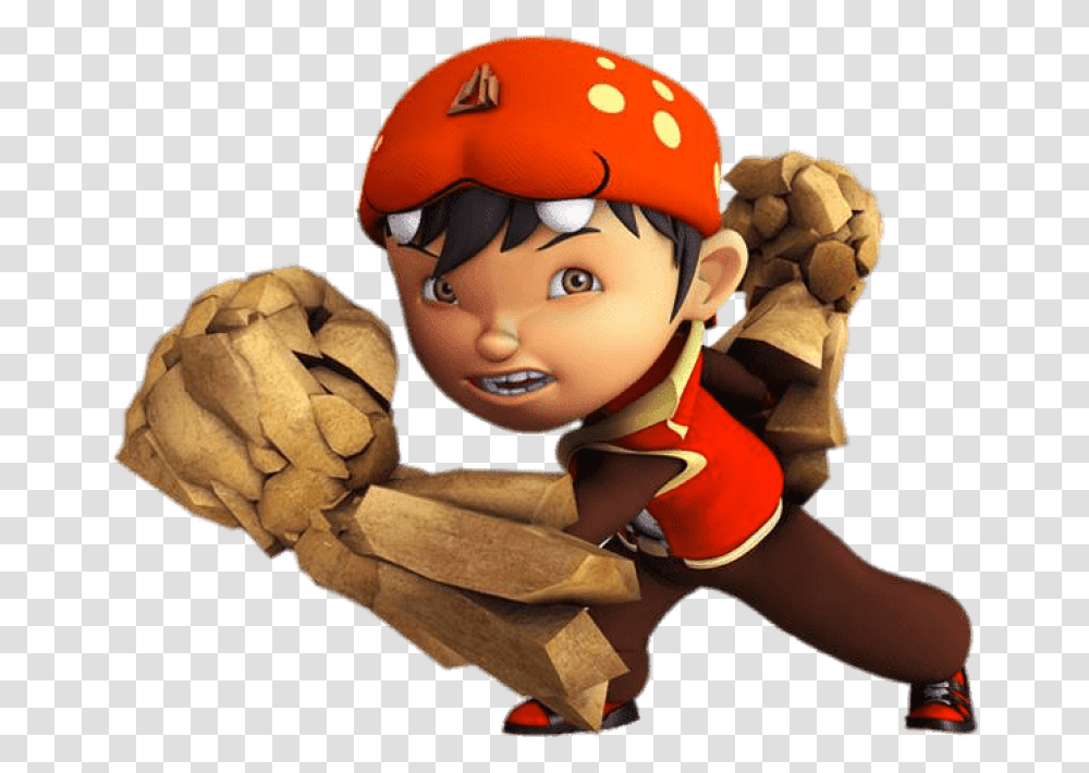 Boboiboy With Wooden Fists Boboiboy, Super Mario, Person, Hand, Figurine Transparent Png