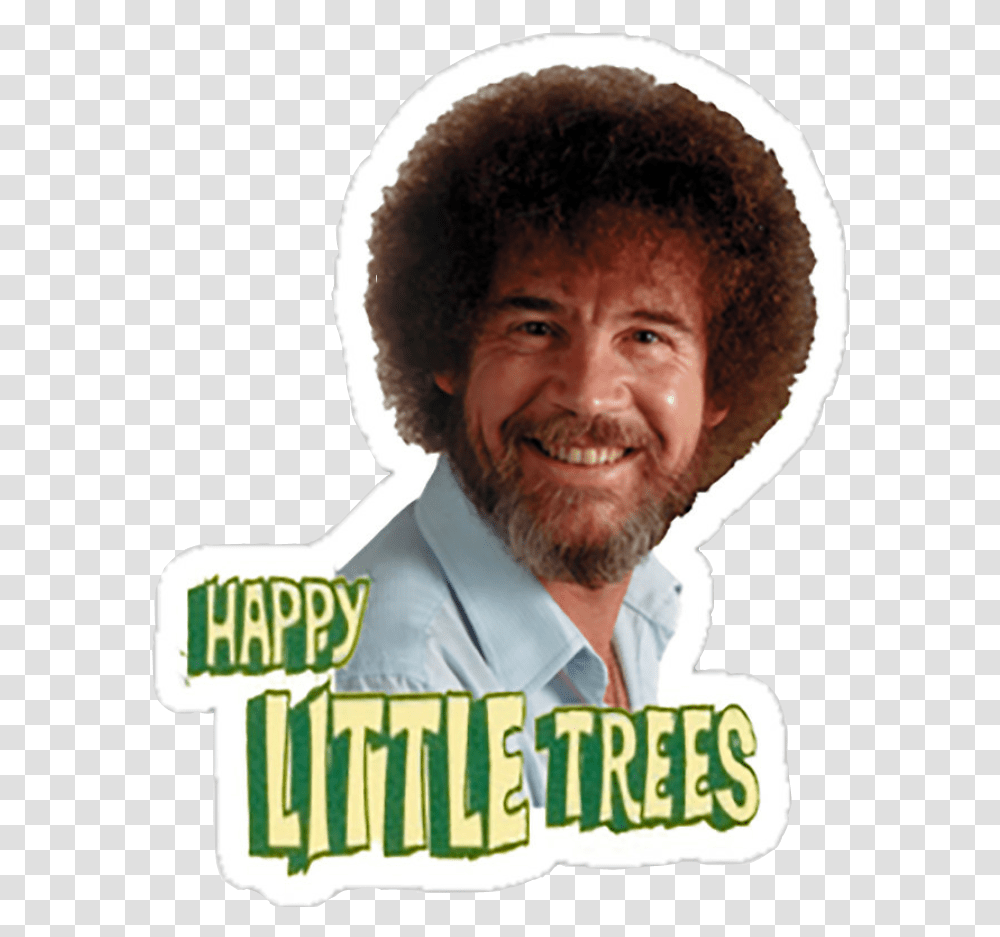 Bobross Sticker By M Bob Ross Happy Little Trees Quote, Hair, Face, Person, Clothing Transparent Png