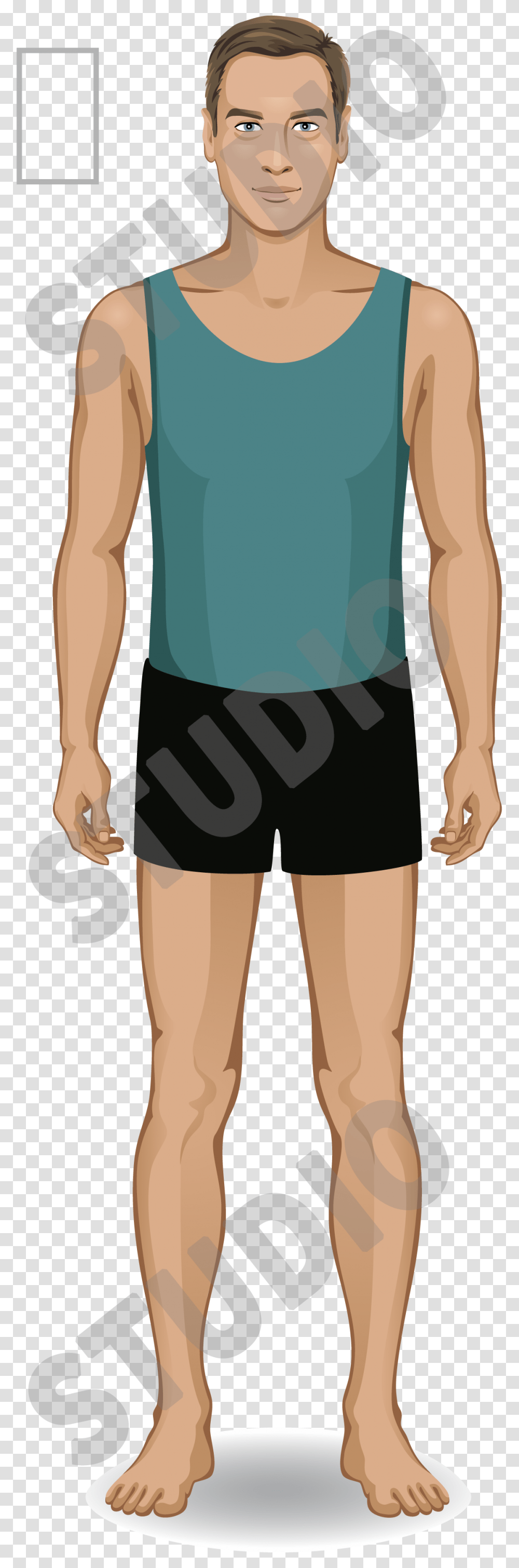Body Shape Men Cartoon, Shorts, Person, Arm Transparent Png