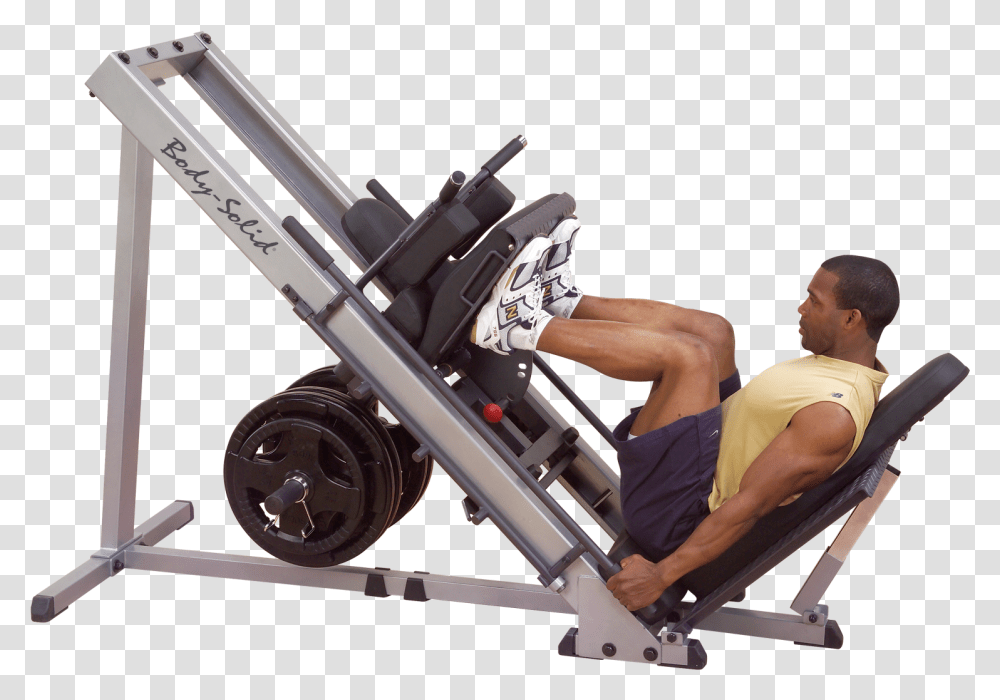 Body Solid Leg Press Hack Squat Machine Leg Press, Person, Human, Working Out, Sport Transparent Png