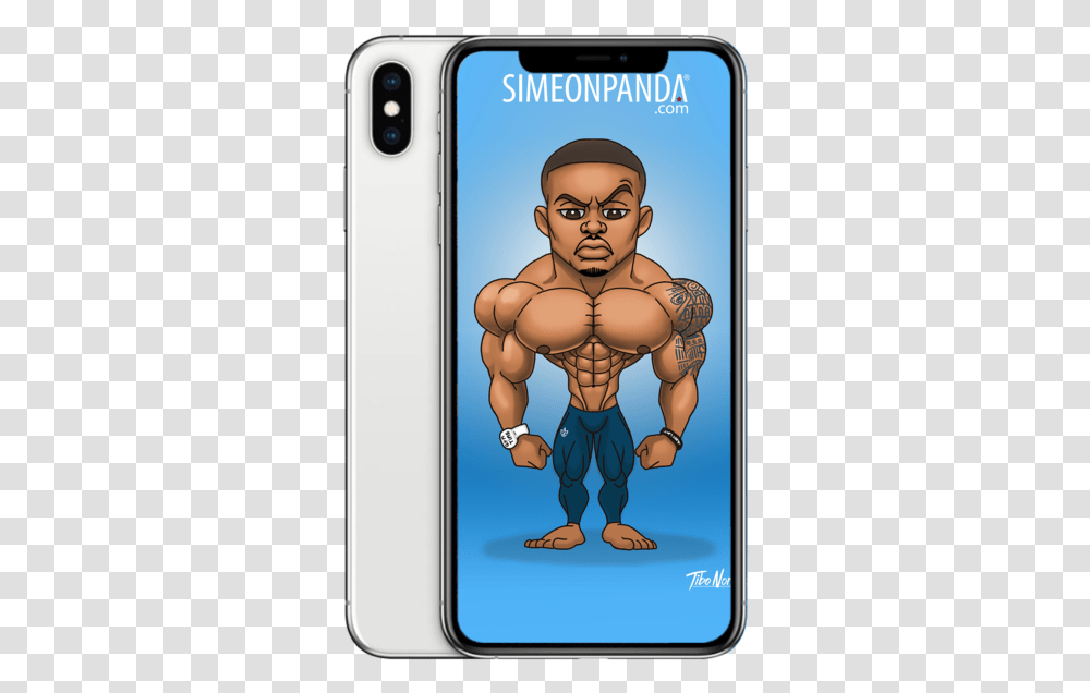Bodybuilder Cartoon, Mobile Phone, Electronics, Cell Phone, Person Transparent Png