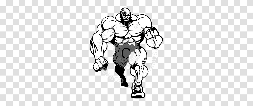 Bodybuilder Running, Hand, Fist, Stencil Transparent Png