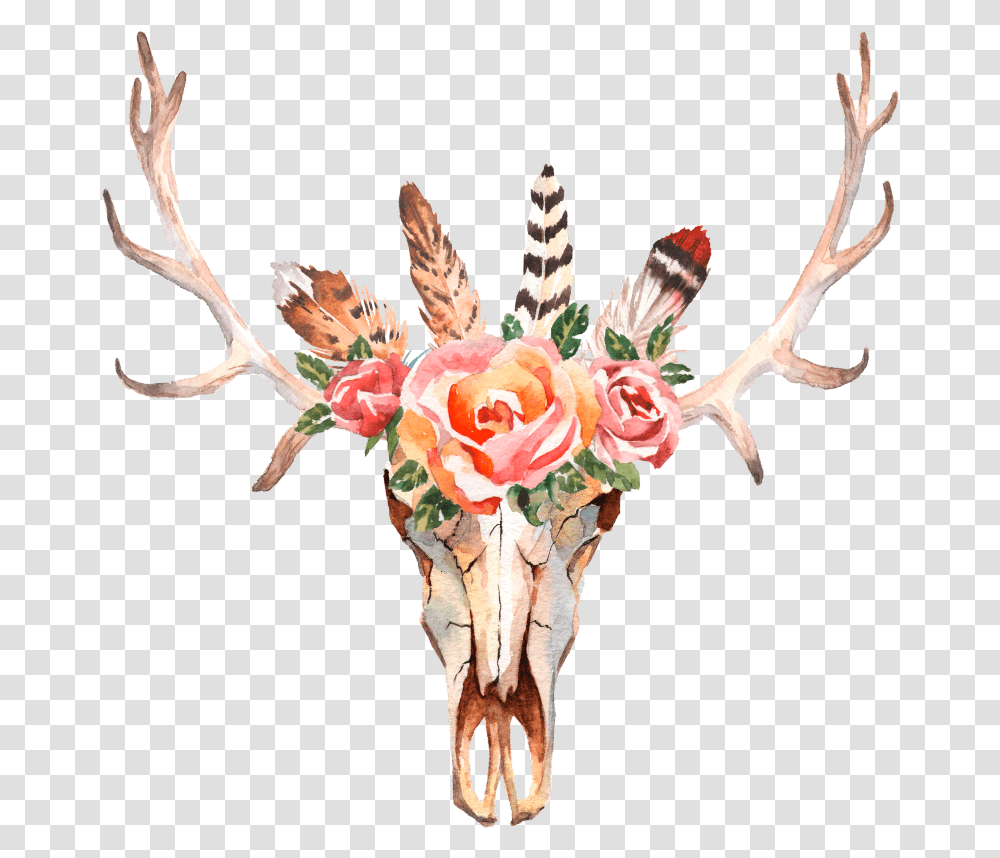 Bohemian Antlers Antlers With Flowers Background, Accessories, Jewelry, Pattern, Plant Transparent Png