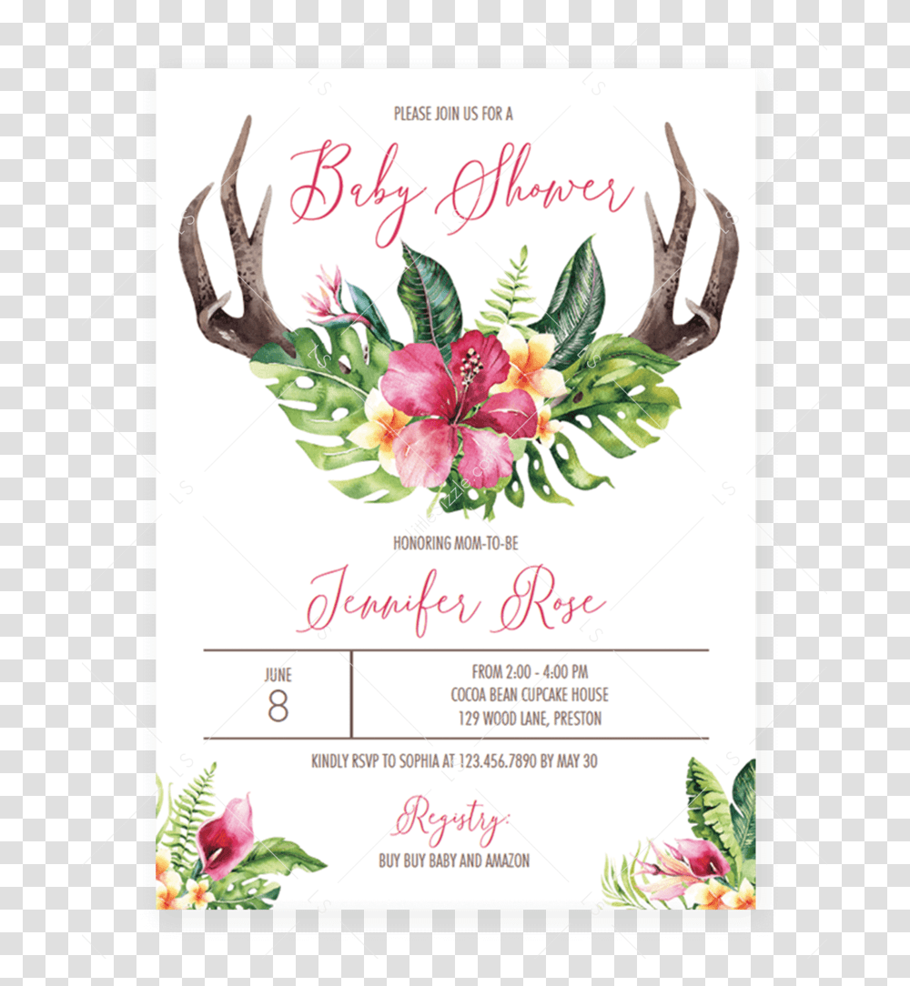 Bohemian Floral Baby Shower Invitation Template By, Flyer, Poster, Paper, Advertisement Transparent Png