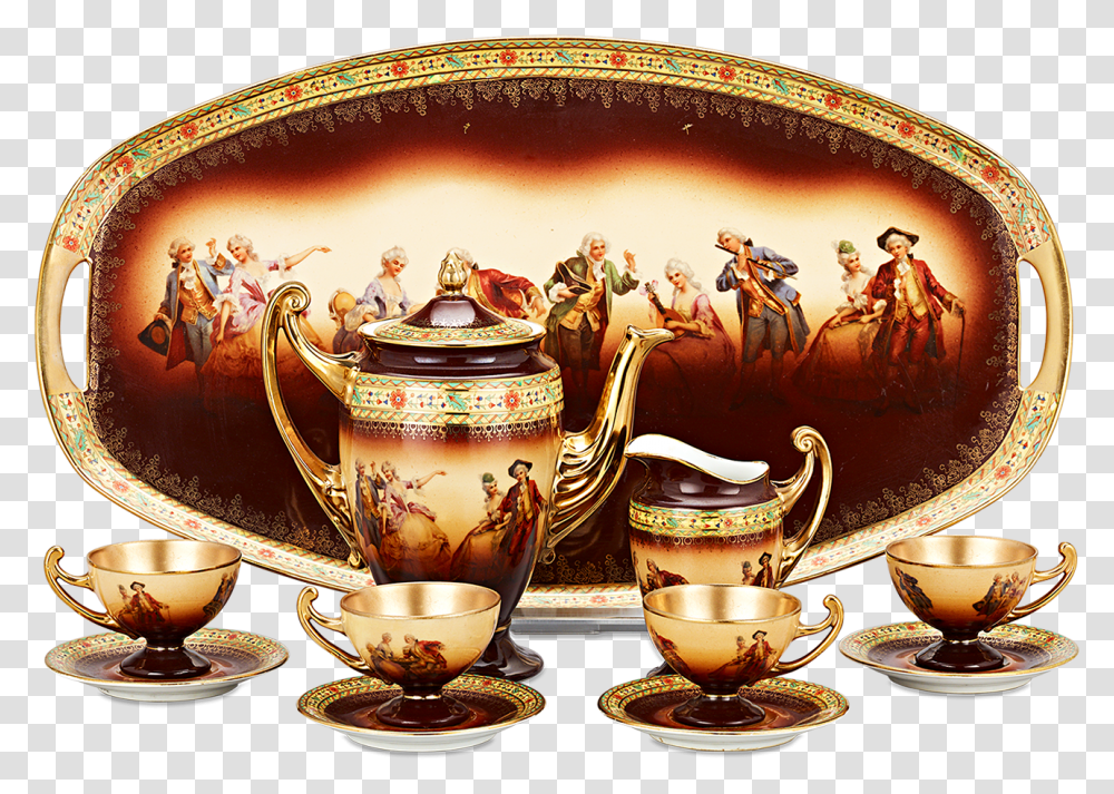 Bohemian Porcelain Tea Set Saucer, Pottery, Person, Human, Teapot Transparent Png
