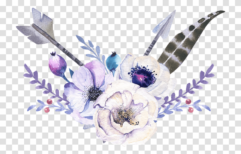 Boho Bohemian Sticker Watercolor Boho, Plant, Flower, Floral Design, Pattern Transparent Png