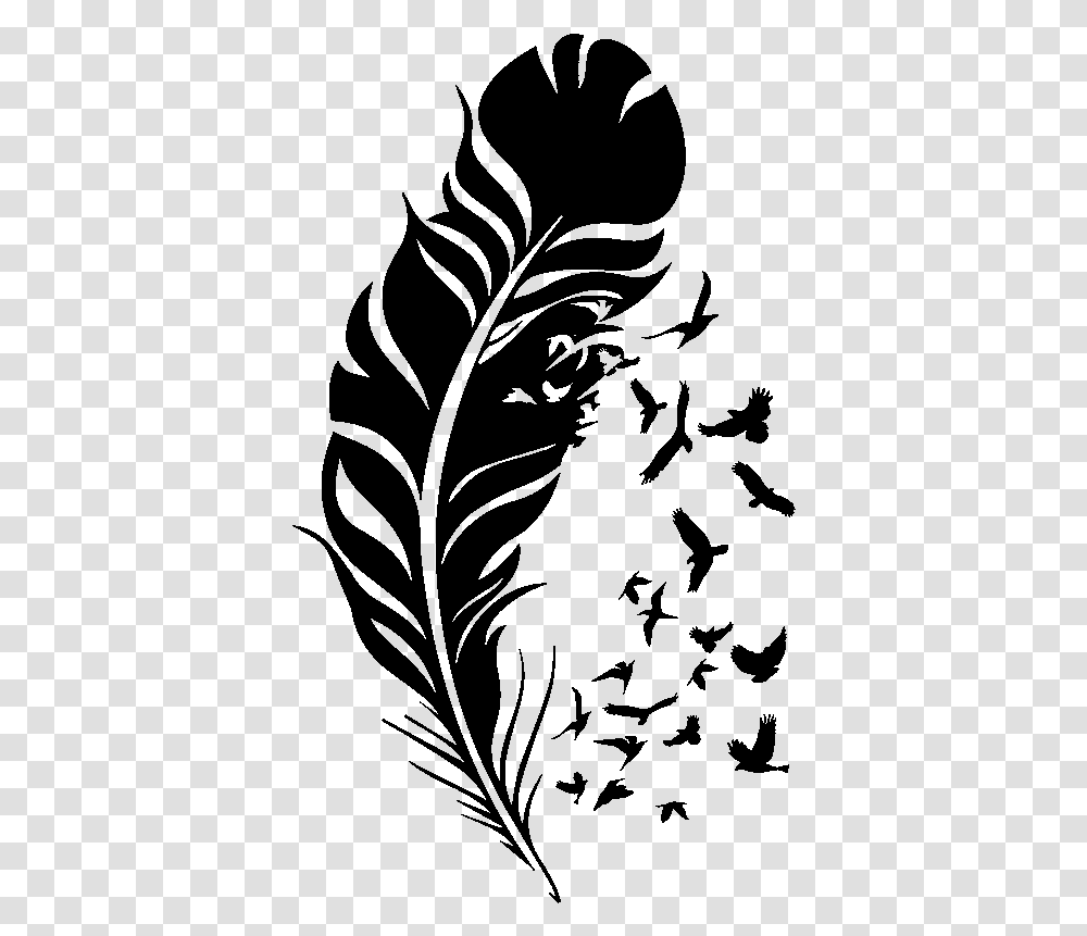 Boho Feather Feather With Birds, Gray, World Of Warcraft Transparent Png