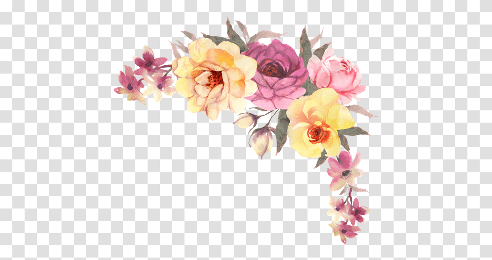 Boho Flower Picture Watercolor Flower Corner Background, Plant, Flower Arrangement, Floral Design, Pattern Transparent Png