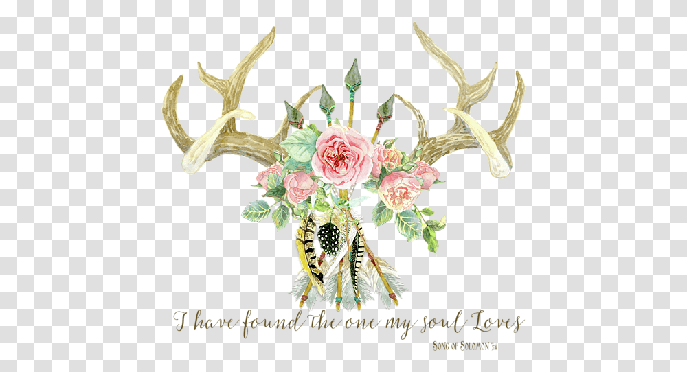 Boho Love Deer Antlers Floral Inspirational, Floral Design, Pattern Transparent Png