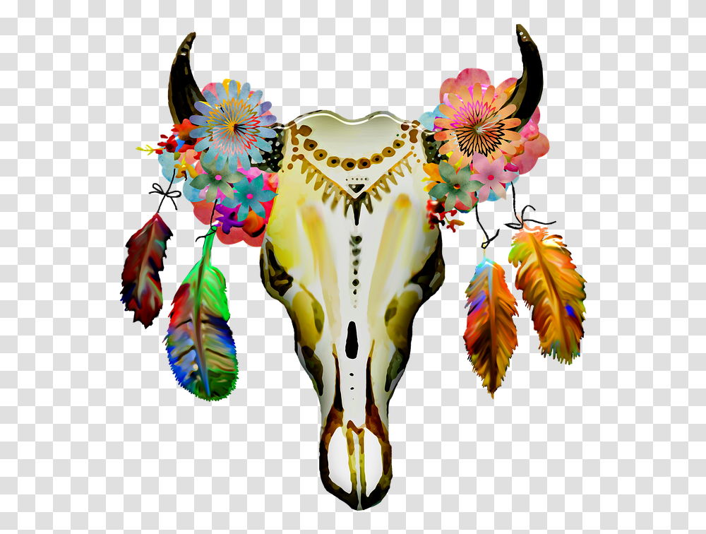 Boho Watercolor Tribal Skull Watercolor Tribal, Ornament, Pattern, Fractal, Art Transparent Png